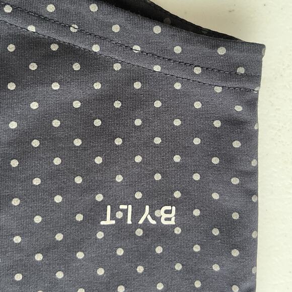 BYLT Mens Black Polka Dot Drop Cut Long Sleeve Shirt Size M Stretch Classic Gym - Picture 9 of 12